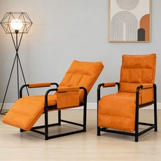 쿠리브 1인용 리클라이너 쇼파 편한 컴퓨터 의자 낮잠 접이식침대 겸용, 오렌지