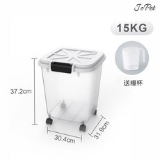 【Jopet】*台灣現貨* 寵物儲糧桶 飼料桶 乾糧桶 大容量 滾輪 米桶 防蟲防潮, 1個, 15 KG