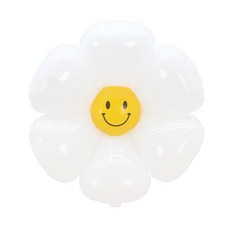 파티짱 데이지 꽃 호일 은박 파티 풍선, 스마일 데이지 (화이트 L), 1개