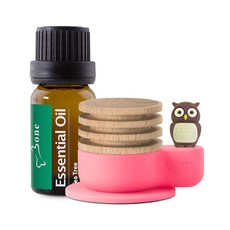 Bone 迷你車用擴香台禮盒組 貓頭鷹衛斯 茶樹精油 香氛擴香木, 1個, 貓頭鷹衛斯+茶樹精油