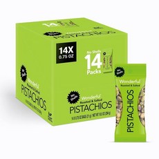 Wonderful Pistachios 파티 믹스 버라이어티 팩 원더풀 피스타치오 노 쉘 구운 소금 간 견과류 0.75온스 가방 14개 묶음 단백질 간식 비건 휴대용 성인용 개별, Roasted & Salted