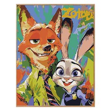 코지하루 DIY 명화그리기 유화 그림 그리기 아크릴화, 주토피아B 30x40 (B849), 1개