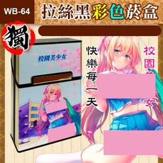 傻瓜批發 板橋現貨 福利彩色版20支裝鋁合金菸盒 高檔抗壓軟包硬盒通用磁扣式防壓香菸盒, 1個, (WB-64)校園美少女