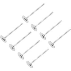 uxcell 200Pcs 귀걸이 포스트 4mm0.2인치 스테인리스 스틸 플랫 패드 빈 트레이 스터드 결과 주얼리 DIY용 실버