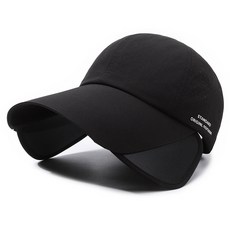 남녀 공용 챙 길이 11CM 롱 바이저 길이 조절 기능 자외선 차단 모자 메쉬 썬캡, 롱바이저썬캡 블랙, 1개