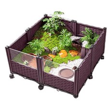 精緻編織爬蟲箱：堅固耐用，易組裝，高透氣性，舒適爬蟲家園, 4聯2玻-長腳款, 1個