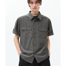 트릴리온 TRILLION 섬머 스트라이프 오버핏 롤 업 반팔 셔츠 [차콜] TRSSH36CH 120780