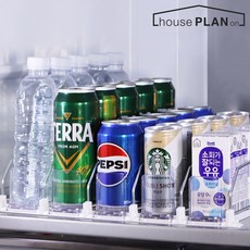 하우스플랜온 편의점 캔 디스펜서 더블레일 냉장고 음료 정리함 보관함, 1개