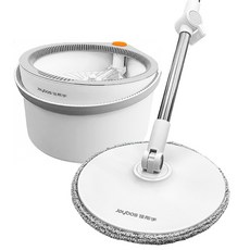 【佳幫手】自動脫水旋轉拖把組，含圓形/方形/三角形三款拖把頭，泵壓式自動沖洗，適用於縫隙清潔, 1個, 圓形淨污分離旋轉水滴自動脫水拖把