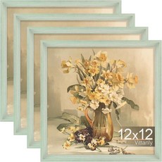 Vittanly 27.9 x 35.6cm(11 x 14인치) 사진 액자 4개 세트 벽 마운트용 빈티지 사진 프레임 매트 포함 디스플레이 20.3x25.4cm(8x10인치), 연한 녹색