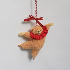 芭蕾舞小熊汽車掛件後視鏡掛飾芭蕾熊跳舞的小熊包包掛件聖誕裝飾, 旋轉小熊棕色(紅色蝴蝶結), 1個