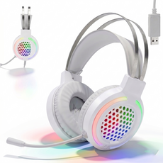 메이브 초경량 게이밍 헤드셋 USB 마이크 LED, 화이트, M1