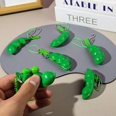 완두콩 키링 스퀴즈 스트레스볼 피젯토이 미니 뽁뽁이 스트레스해소 귀요미 쓸데없는 웃긴 선물, 다크그린, 1개, 단일상품1