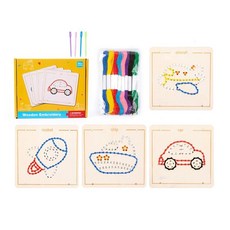 자수 퍼즐 나무 끈 꿰기 만화 패턴 실꿰기 바쁜 보드 활동 교육용 선물, 2. car, 1개