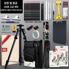 휴대용 접이식 이젤 전시회 거치대 일반형 고급형 테이블, 1개, 1L, 블랙 화가 세트 42개 세트-블랙 가방