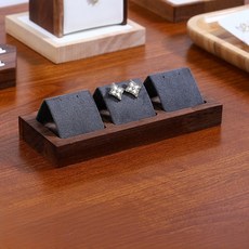 원목 귀걸이 진열대 악세사리 진열대 귀걸이 거치대 매장 전시 트레이, 그레이 벨벳, 1개