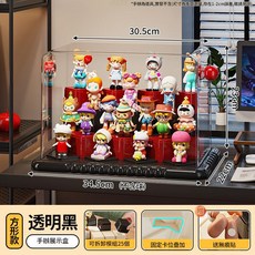 多層手辦收納盒 透明防塵展示盒 DIY模型儲物櫃 圓弧款 透明黑, 方形款 透明黑, 1個