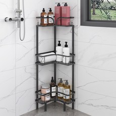 워촹스 다용도 욕실 선반 레이어드 코너선반 1개, 블랙