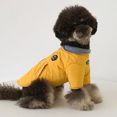 RealPet 寵物鑽石菱格紋鋪棉外套, 黃色