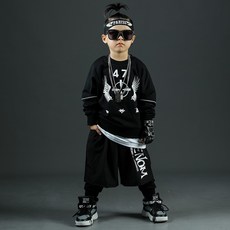 兔巴叮童裝新款街舞兒童春秋潮服男童套裝酷帥潮裝hiphop嘻哈裝炸街演出服裝兒童舞蹈服練功服嘻哈街舞表演爵士舞