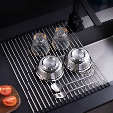 데일온 간편사용 접이식 스텐 식기건조대, 1개, 블랙