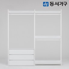 동서가구 팬타 플러스 포스코 스틸 시스템 드레스룸_2000 2단 와이드서랍 행거 DF643896, 화이트