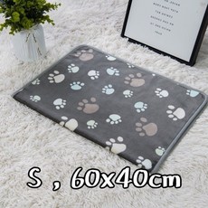 寵物加厚毛毯 珊瑚絨 貓咪保暖毯, 1個, 灰色爪印：S，60x40cm
