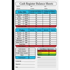 현금 등록 대차 대조표: 일일 서랍 수를 위한 계산원 일지 추적 대장 대조표 계산 기록표