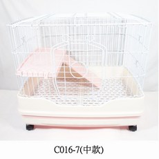 優旺寵物 C016-7 中款 / C016-8 大款 寵物籠 貓籠 兔籠 龍貓籠 2層 1跳板, 1個, C016-7中款 67長X45寬X60高,粉紅色