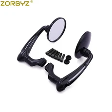 오토바이백미러 ZORBYZ 바이크 오토바이 블랙 크롬 L-바 라운드 백미러 혼다 GN125 카페 레이서 맞춤형
