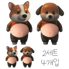치프몰 말랑 뱃살 문콕방지 입체 스티커, 2세트, 3번 강아지