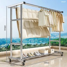 戶外掛不鏽鋼加粗陽臺家用晾衣架晾衣架落地曬被子神器衣服架雙杆, 不鏽鋼雙杆-單層100CM