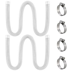 지상 수영장용 수영장 호스 2개 지름 3.2cm(1 1/4인치) 길이 149.9cm(59인치) 투명 PE 금속 코일 강화 수영장 펌프 교체 호스 Intex 펌프 모델 #, 지상 수영장용 수영장 호스 2개, 지름 3.2cm(1