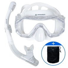 스윔어바웃 안티포그 스노쿨링 마스크 세트 스노클, 알파인 화이트 (AF-SNK-WH)