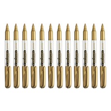모나미 네임펜 M / MEDIUM 굵은글씨용 1.7mm / 금색 은색 흰색 / 모나미네임펜 네임펜굵은글씨 골드네임펜 실버네임펜 화이트네임펜 두꺼운네임펜 메탈네임펜 흰색네임펜, 골드, 12개