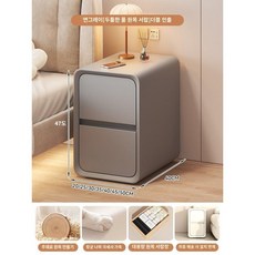 협탁 테이블 침대 침대협탁 거실 사이드 미니협탁, 라이트+그레이, 40x40x47cm