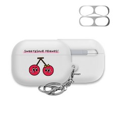 TRYCOZY 3D曲面AirPods Pro硬殼 第6季 + 防鐵粉貼紙 + 掛環, 單一商品, 03 水果朋友們 小櫻桃, 1個