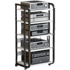 오디오 랙 앰프 선반 이동식 스피커 장식장 수납장, 4단 A형 블랙 프레임+블랙월넛 보드, 상세페이지 참고