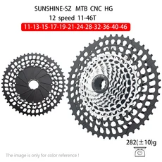 SUNSHINE K7 12단 MTB 카세트 11-46T HG 허브 -CNC 자전거 스프라켓, 11 12S 46T Black-Silver