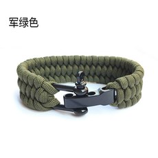 KROF 2025新款調節手鏈 學生情侶閨蜜傘繩手鏈戶外繩, 軍綠, 1個