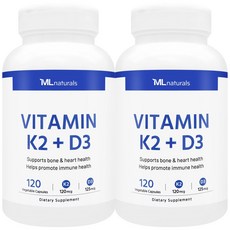 [미국빠른직구] 신제품 마이라이프 내추럴스 비타민 K2 120mcg + D3 125mcg, 2개, 120정, 120정