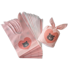 모디안 구디백 단체 포장 보자기형 선물 봉투 13.5 x 22 cm, 하트곰, 50개