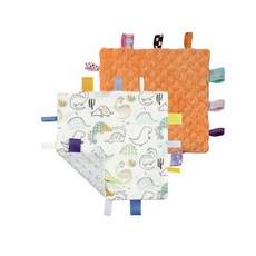 해외 CREVENT Tag Security 아기용 담요 남아용 부드럽고 작은 러비 아기 이불 감각 생일 베이비 샤워를 위한 훌륭한 선물 25.4 x 25.4cm10 10인치 8, .0010.Dino + Orange Tag.