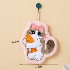 可愛貓咪造型擦手巾 柔軟吸水掛式擦手巾 廚房浴室必備, 多巴胺擦手巾-粉色, 1個