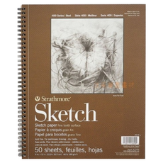 【汶采】美國Strathmore絲蒂摩400系列素描本，5.5吋/9吋/11吋單線圈，素描速寫炭筆鉛筆色鉛筆適用, 5.5///*8.5///