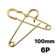 ETCM 침구 이불 고정 의류장식용 대형 옷핀 100mm 6p, 6개, 골드