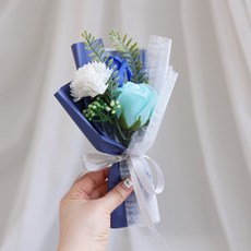 케이트가든 카네이션 장미 조화 꽃다발 상자 세트, 1개, 블루