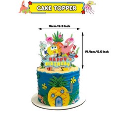 파티 선물 슬랩 풍선 식기 접시 어린이 팔찌 테이블보 장식 스폰지밥 가방 용품, 1pcs cake topper