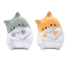 2p 고양이 말랑이 세트 스퀴시 주물럭 스트레스해소 냥이 인형 대형, 고등어냥+치즈냥, 1개