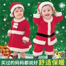 台灣出貨 兒童聖誕服創意派對cos套裝聖誕老人服裝男女童舞臺演出聖誕服裝